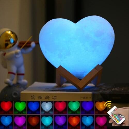 LED Heart Shape Night Light USB Rechargable Cartoon Bedroom Holiday Home Decoration 16 Colors Lamp Christmas Children Gifts