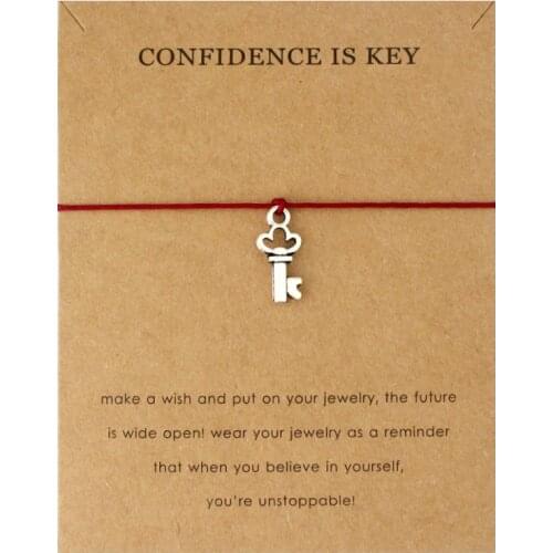 Confidence is Key Good Luck Four Leaf Clover Peace Baby Tai Chi Angel Wings Karma Family Balance Key Lock Bracelets for Women