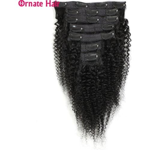 Clip in Human Hair Extensions Afro Kinky Curly Clip Ins Brazilian Remy Hair Extensions 7 pcs/set 100G Full Head Free Shipping
