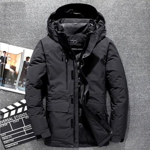 Top Quality White Duck Down Jacket Men Thick Winter New Hat Detached Warm Parka Waterproof Windproof -30 degrees Male