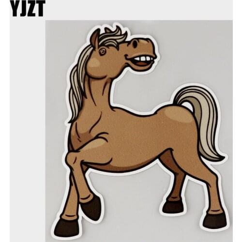 YJZT 11.1CM×13.5CM Cartoon Funny Horse Looking BackDecal PVC Car Sticker 11C-0178