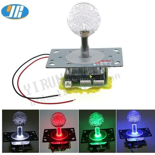 10PCS High Quality DC12V illuminated Joystick 5 Pin Arcade Joystick Red Blue Green White Monochrome lights With Clear Ball