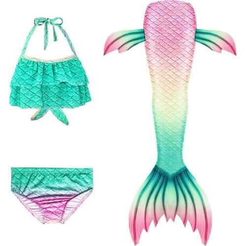 3pcs Girls Swimming Mermaid Tail Costume for Kids Halloween Cosplay Swimwear Novelty Anime Holiday Gift