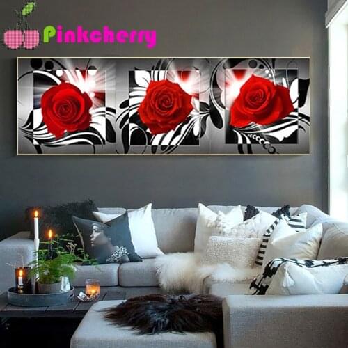 5d diy diamond painting abstract red rose full square round drill diamond embroidery rhinestones painting kit large k603