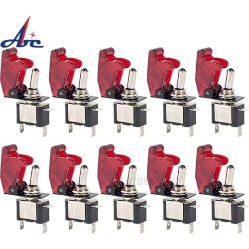 Auto Car Boat Illuminated Led Toggle Switch Safety Aircraft Flip Up Cover Guard Red Blue Green Yellow Light 12V 3PIN ON OFF