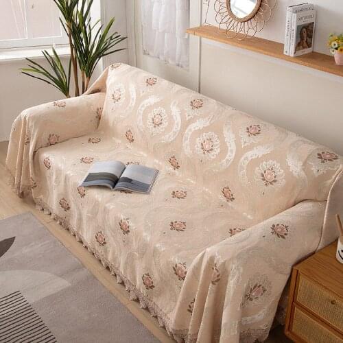 European Slipcovers Sofa Cover 3 Seater Chenille Jacquard Lace Sofa Towel Living Room Couch Protector Sofa Throw Blanket