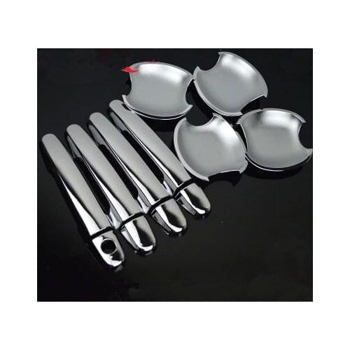 FUNDUOO New Chrome Door Handle Cover + Cup Bowl combo For Toyota Yaris Vios 2006 2007 2008 2009 2010 Toyota Corolla 2003 - 2013