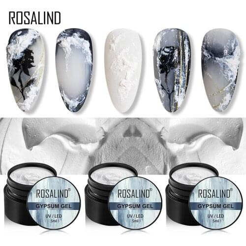 ROSALIND Gel Polish Nail White Gypsum Plaster Gel Create Styles Easily DIY Nail Art Design 3D Gel No Sticky All For Manicure