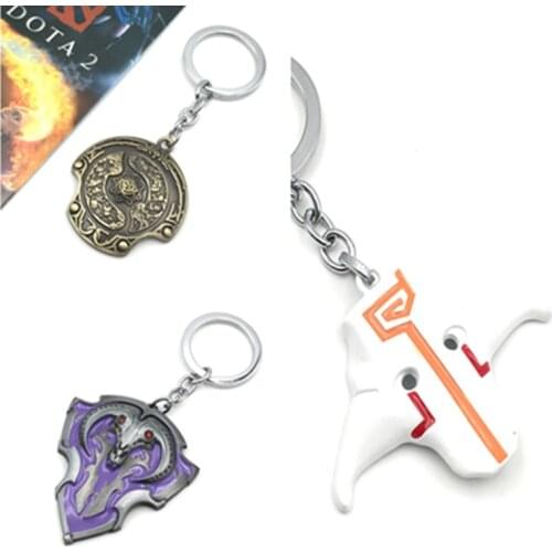 Game DOTA2 Weapons Immortal Champions Pioneer Red Shield Juggernaut Dominates Jugg Mask Key Chain Car Key Ring Of Game Jewelry