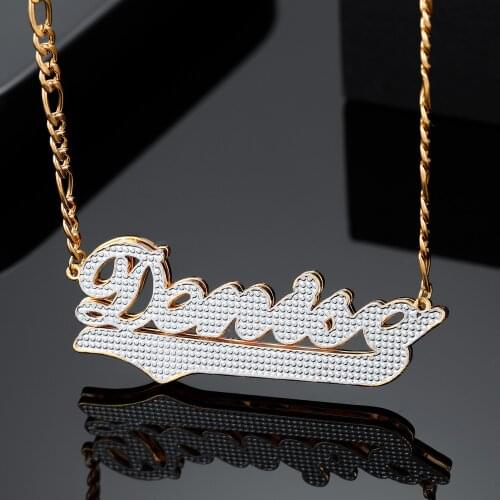 Customized Necklaces Stainless Steel Name Necklace Two-Color Personalised Mens Necklace Fashion Jewelry 3D Nameplate Gifts