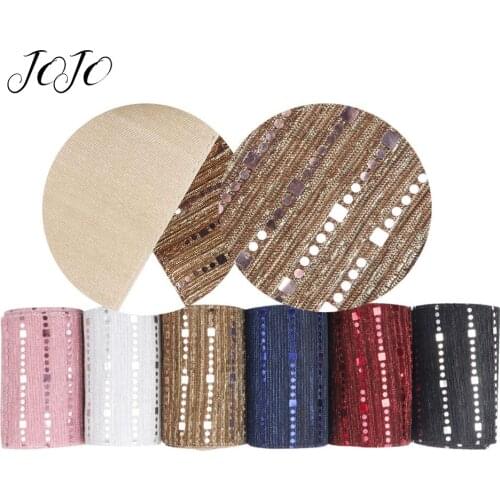 JOJO BOWS 75mm 2y Sequin Ribbon For Craft Solid Embossed Stripes Holiday Party Decoration DIY Hair Bow Apparel Sewing Materials