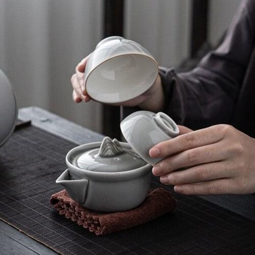 Japanese-Style Ceramic Teapot Lid Bowl Teacup Handmade Portable Travel Office Tea Set Drinkware