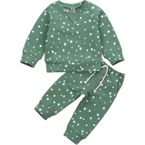 2021 Cotton Baby Long Sleeve Pullover Sweater Top Pants 2Pcs Infant Newborn Clothing Child Girl Set
