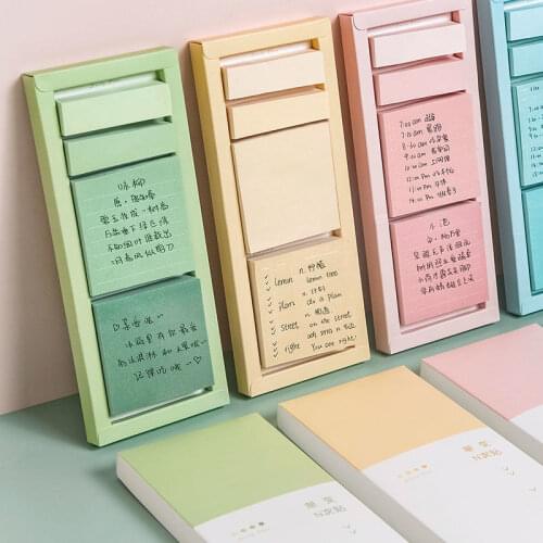 Creative candy color strong sticky horizontal line blank DATE inner page multi-size boxed color gradient sticky notes