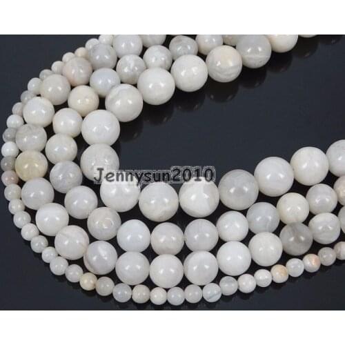 Natural White Crazy Lace Ag-ate Gems Stone Round Beads 15.5'' 4mm 6mm 8mm 10mm 12mm for Jewelry Making Crafts 5 Strands/Pack