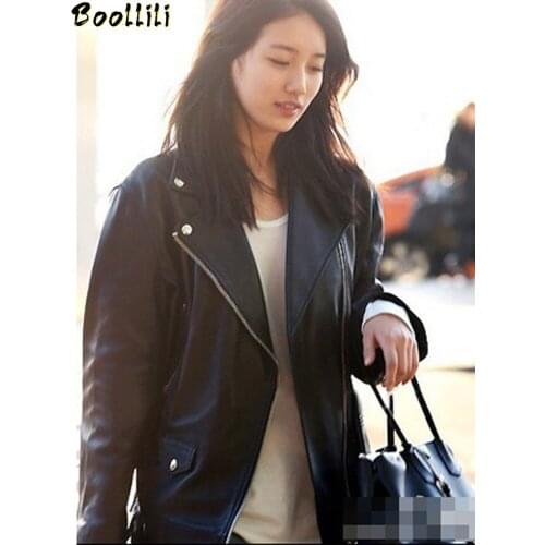 Boollili Real Leather Jacket Women Sheepskin Genuine Leather Jacket Korean Slim Women Motorcycle Spring Autumn Veste Femme