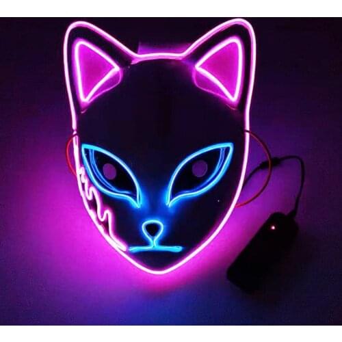 Anime Demon Slayer cosplay Masks LED Light Halloween Kimetsu no Yaiba Masks Plastic Tanjirou Sabito Party Props(NO Batteries)