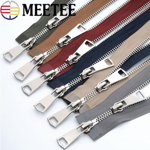 Meetee 1/2pcs 120cm Gold Silver Black New Open-end Metal Zipper 5# A Coudre Double Sliders Zippers For Sewing Down Jacket A3-11