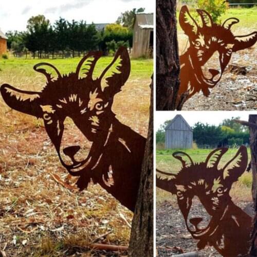 Farm Peeping Sheep Metal Garden Statues Garden decoration Outdoor Garden Backyard Lawn Stakes Metal CowYard Decoration Gift