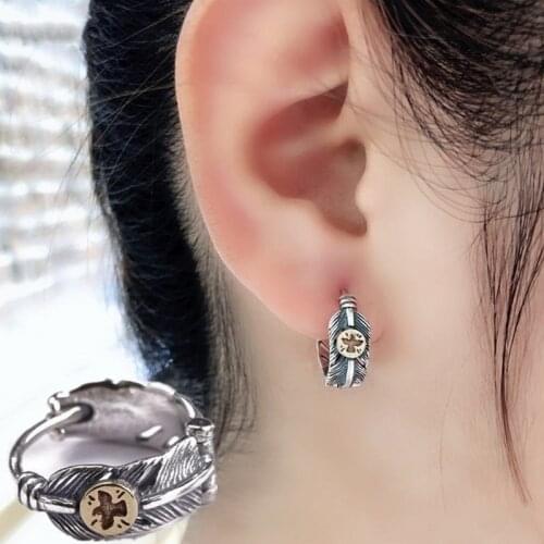 Miuoxion Retro Feather Silver-Plated Earrings Personality Fashion Jewelry For Men Women Feature Namour Charm Gift All Seasons