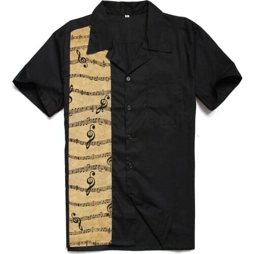 Rockabilly Retro Shirt Men Casual Black Vintage Cotton Punk Tops Short Sleeve Dress Shirts Men Clothes 2019 Steampunk Clothes