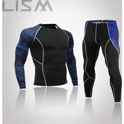 Mens Outdoor Quick-Drying Compression Running Sportswear MMA Compression Sportswear Fitness Gym Training Shirt Suit