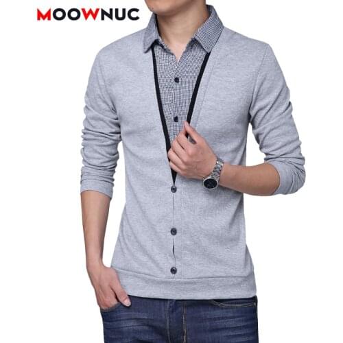 Male 2020 Summer Patchwork Business Casual Fashion Jerseys Cotton T-shirts MOOWNUC Classic Hombre Mens Plus Size Long Sleeves