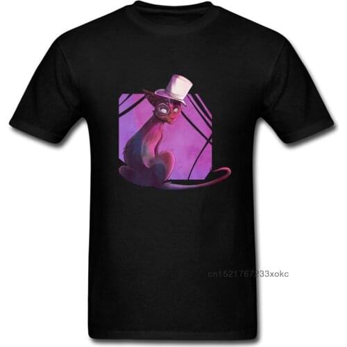 Brand New Purple Black Cartoon Cat Print Mens Tops & Tees Cotton Clothing Valentines Day Custom Gift T-shirt Store