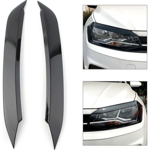 Car Headlight Lamp Eyebrow Eyelid ABS Molding Trim Lid Cover For VW Polo 2019 2020 Black