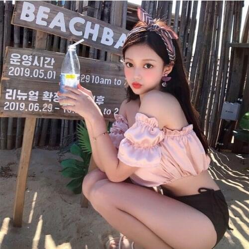 2021 New Korean Style One Piece Swimsuit Solid Swimwear Women Push Up Monokini Trikini Bathing Suit Pad Swim Suits