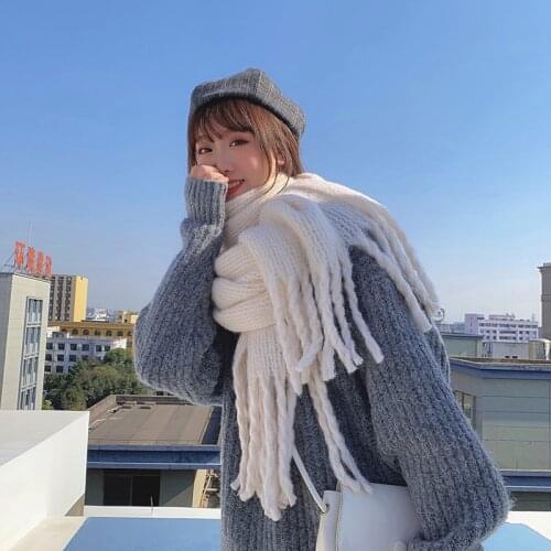 2021 new scarf over thick and coarse grid braid fringed shawl small collar winter fresh students scarf women