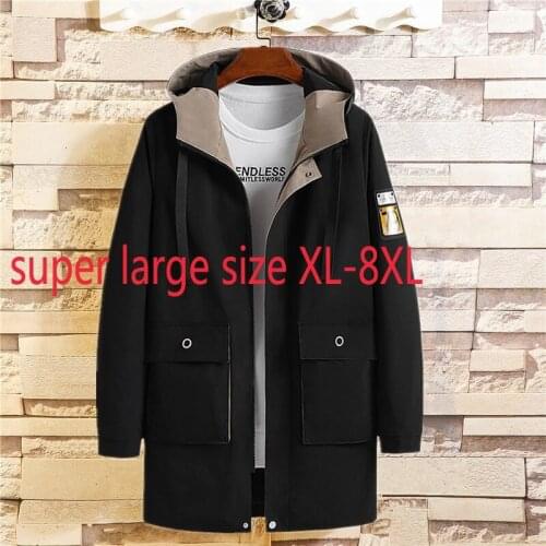 New Arrival Fashion Super Large Spring Men Fashion Casual Hooded Windbreaker Long Coat Plus Size XL 2XL 3XL 4XL 5XL 6XL 7XL 8XL