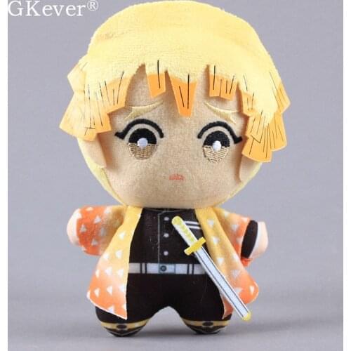 Anime Agatsuma Zenitsu Demon Slayer Plush Keychain Pendant 16 cm Japan Cartoon Stuffed Toys Peluche Women Kids Birthday Gift