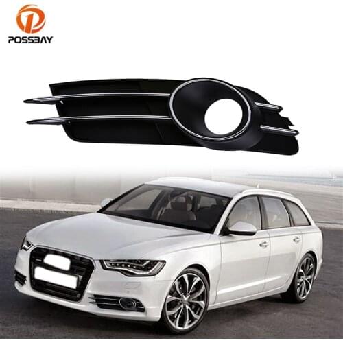 POSSBAY Car Front Left/Right Side Fog Light Grille Fog lamp Cover auto decoration for Audi A6 C7 Sedan/Avant 11-15 Pre-facelift