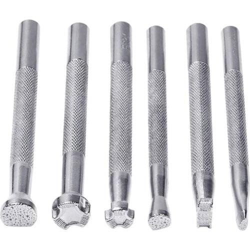 Practical 6Pcs Leather Stamping Tools Leather Working Saddle Making Stamps Set Special Shape Stamp Punch Set Leather Craft Tools