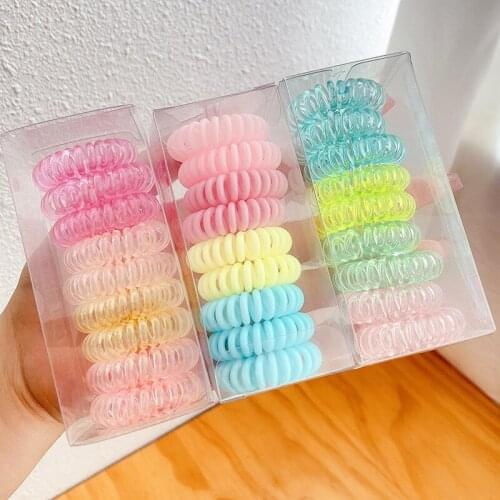 Colored Telephone Wire Elastic Hair Bands For Girls Headwear Ponytail Holder Rubber Bands Women Hair Accessories