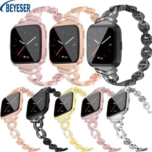 Luxury Crystal For Fitbit Versa/Versa 2 Stainless Steel Strap Replacement Watchband New Fashion Wrist Strap Rhinestone Bracelet