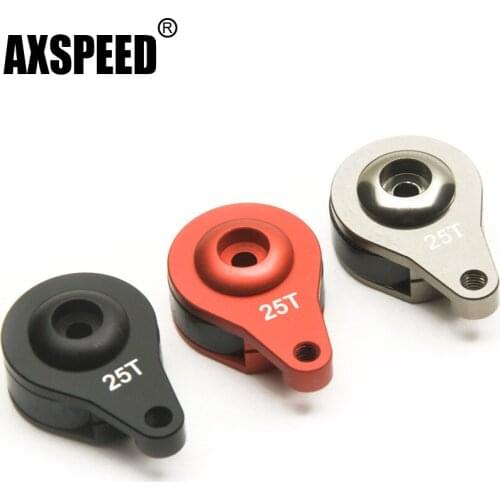 AXSPEED Aluminum Alloy Single Hole 25T Servo Arm for Axial SCX10 D90 TAMIYA CC01 1/10 RC Crawler Car Model Upgrade Parts