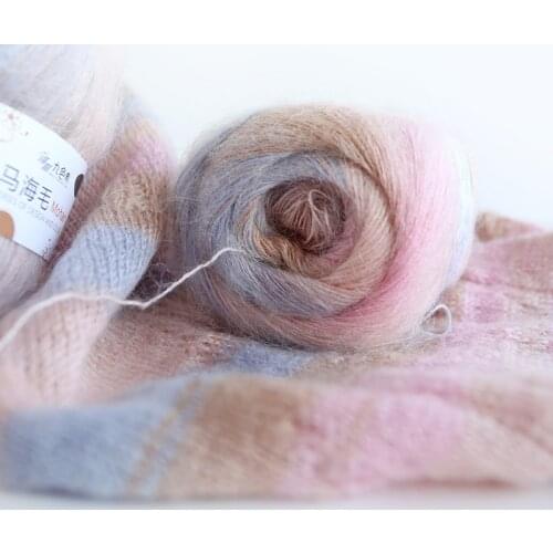 50g/ball Pattern dyed mohair wool Crochet fine yarn shawl scarf wool