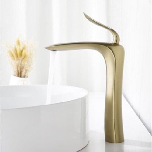 Basin Faucets Brush Gold Bathroom Faucet Single handle Basin Mixer Tap Black Gray Chrome Faucet Solid Brass Sink Water Crane