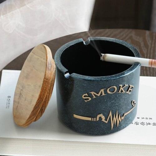 Resin Moden Windproof Ashtray With lid for Tabletop Gift for friends outdoor home decoration Smokeless Ashtray Holder ZM814