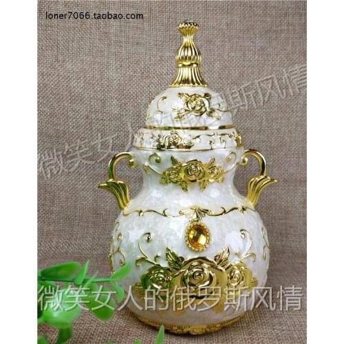 Wedding decoration Russian 52Silver Tin Metal Toothpick Barrel Tank Box Golden-beige Gold Rose Insert Drilling European Style