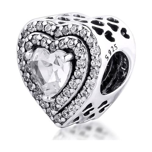 Sparkling Leveled Hearts Charm 925 Sterling Silver Beads for Jewelry Making fit Charms Bracelet DIY 2020 Winter newest 021320