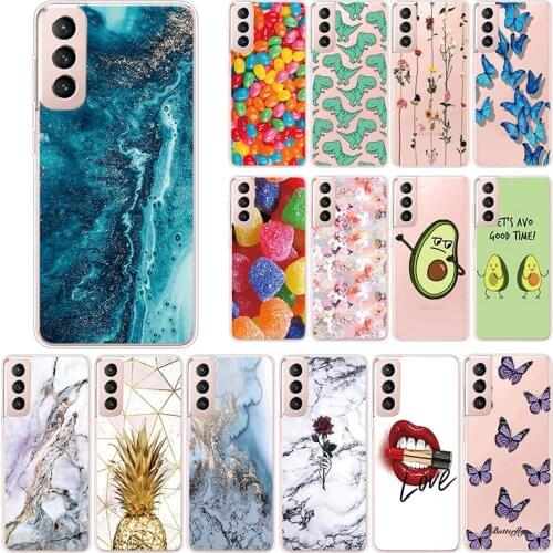 Thin Transparent Case For Samsung Galaxy S21 Ultra Plus S 21 s21plus Cases Soft Cute Cartoons Cover Coque Silicone Marble Fundas
