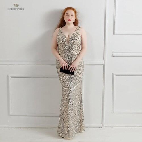 Evening Dress V-Neck Mermaid Evening Dresses Long Floor-Length Formal Dresses Evening Gown Big Size