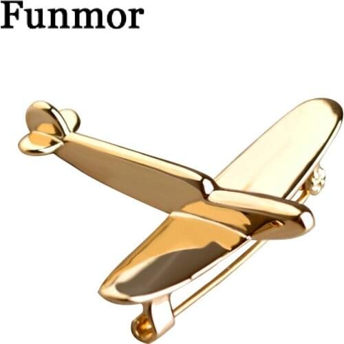 High Quality Gold-color Airplane Brooch Pin Cool Brooches For Kid Scarf Hat Backpack Cardigan Bijouterie Gold-color Joias Broche