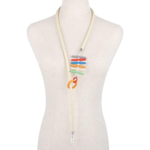 YD&YDBZ Adjustable Rubber Long Chain Necklaces Women Bohemian Bead Pearl Pendant Necklace Gothic Sweater Chain Celebrity Jewelry