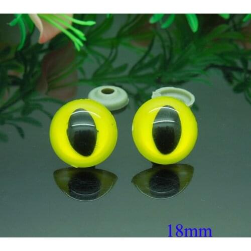18mm Yellow Safety Eyes/Plastic Cat Doll eyes With Washer Handmade Accessories For Bear Doll Animal Puppet Making - 50pcs