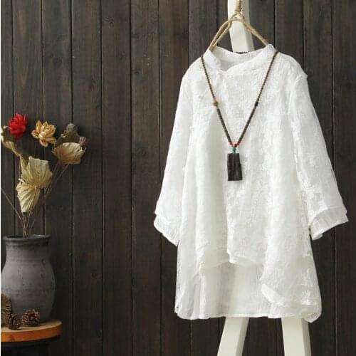 Women tops summer 2019 Oriental blouse spring Chinese style shirt peasant womens tops and blouses Japanese streetwear AA4683