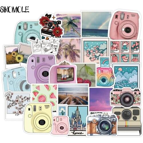 50PCS Travel Camera Cartoon Stickers Girl Square For Children On The Laptop Fridge Phone Skateboard Suitcase Decals Sticker F5
